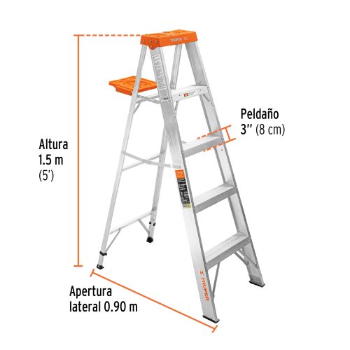 Alternative view of ESCALERA DE TIJERA TIPO LL 4 PELDAÑOS Y BANDEJA